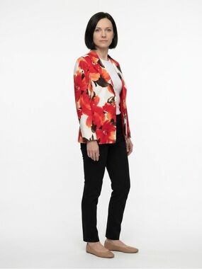 Alfred Dunner Women’s Vintage Blazer Sz 8 Colorful Floral Red White Brown